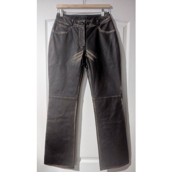 Rudsak | Women's Bootcut Leather Pants In Distressed Brown - Picture 1 of 12